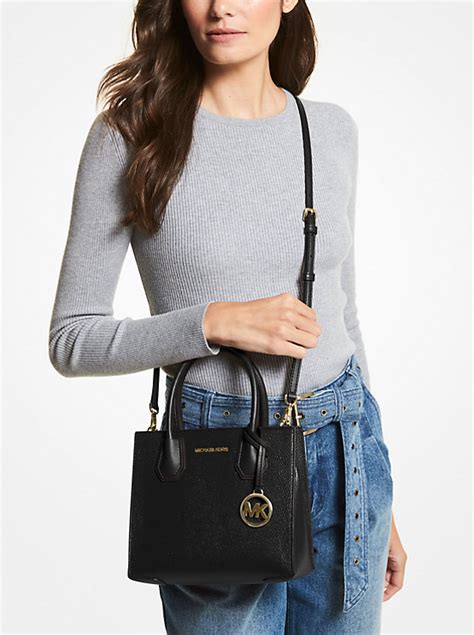 michael kors mercer medium handbag bkack|Michael Kors pebble leather handbags.